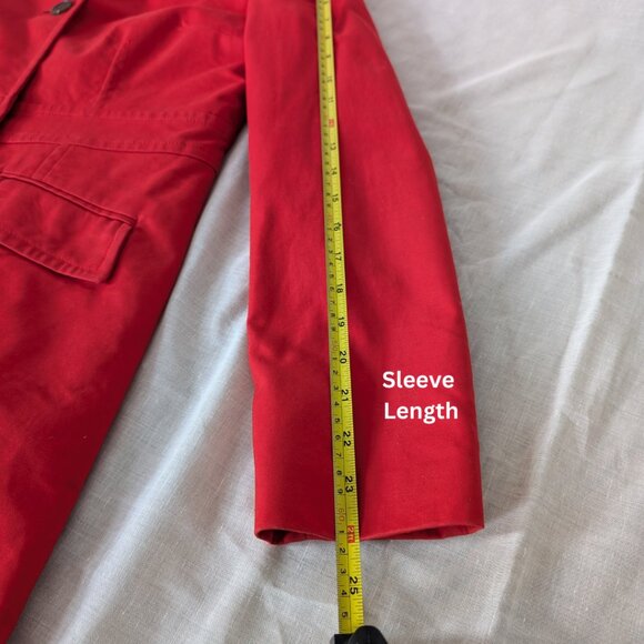 JACOB Long Red Trench Coat Button Up with Faux Pockets Women's Size M - Picture 10 of 13